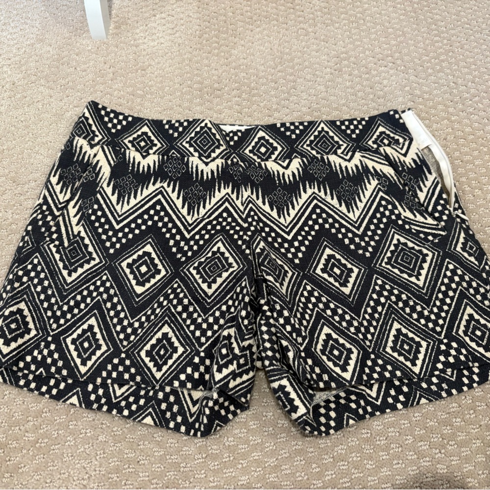 J. Crew Black and Cream Patterned Shorts